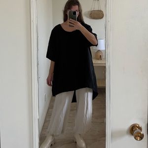 Bryn Walker 100% Linen Oversized High-Low Hem Tunic Blouse